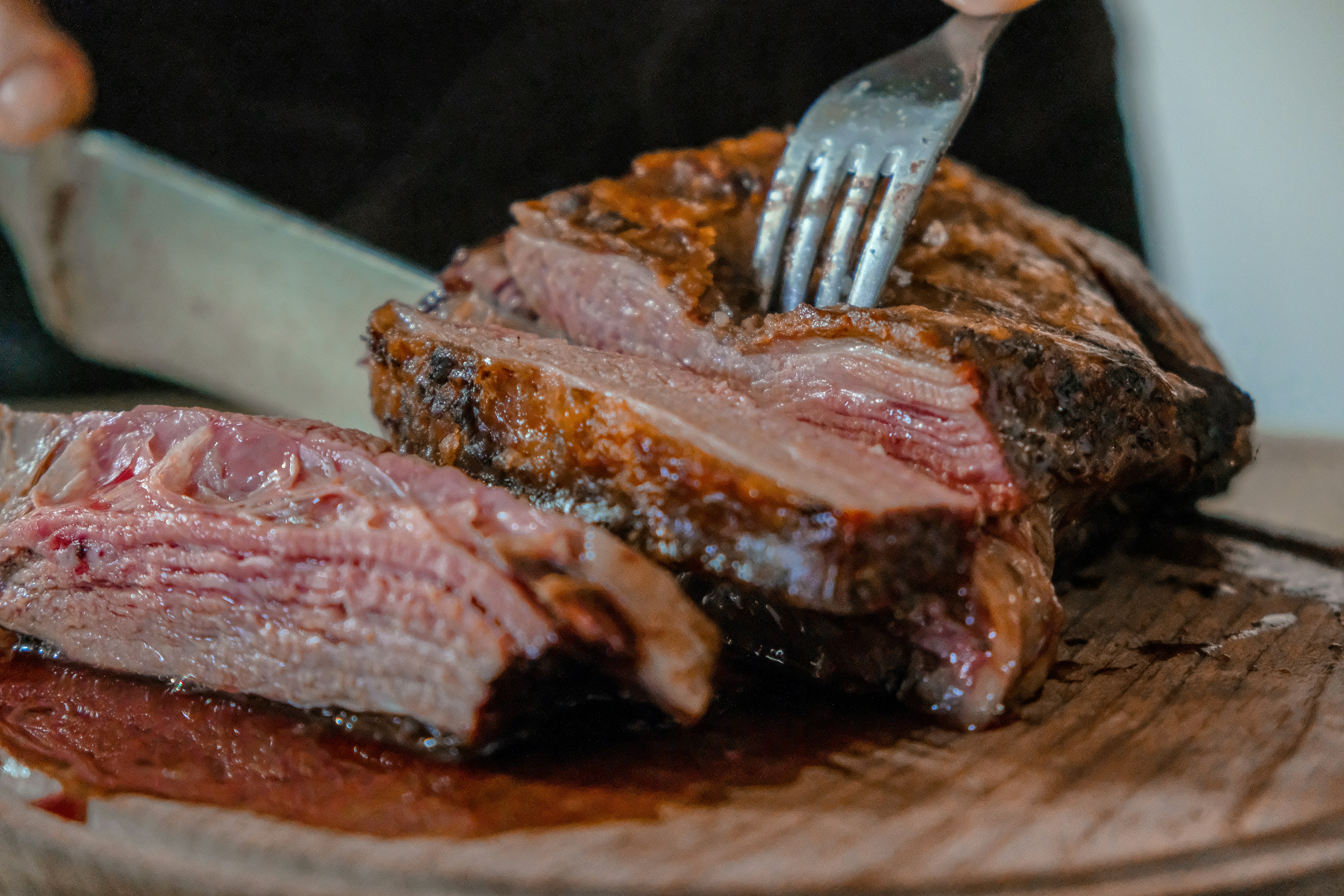 steak being cut